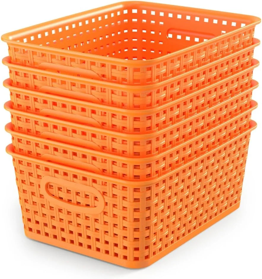 Special Woven Plastic Storage Baskets, 6 Pack White Weave Bins Organizer, 10.1 x 7.55 x 4.1 - Image 10