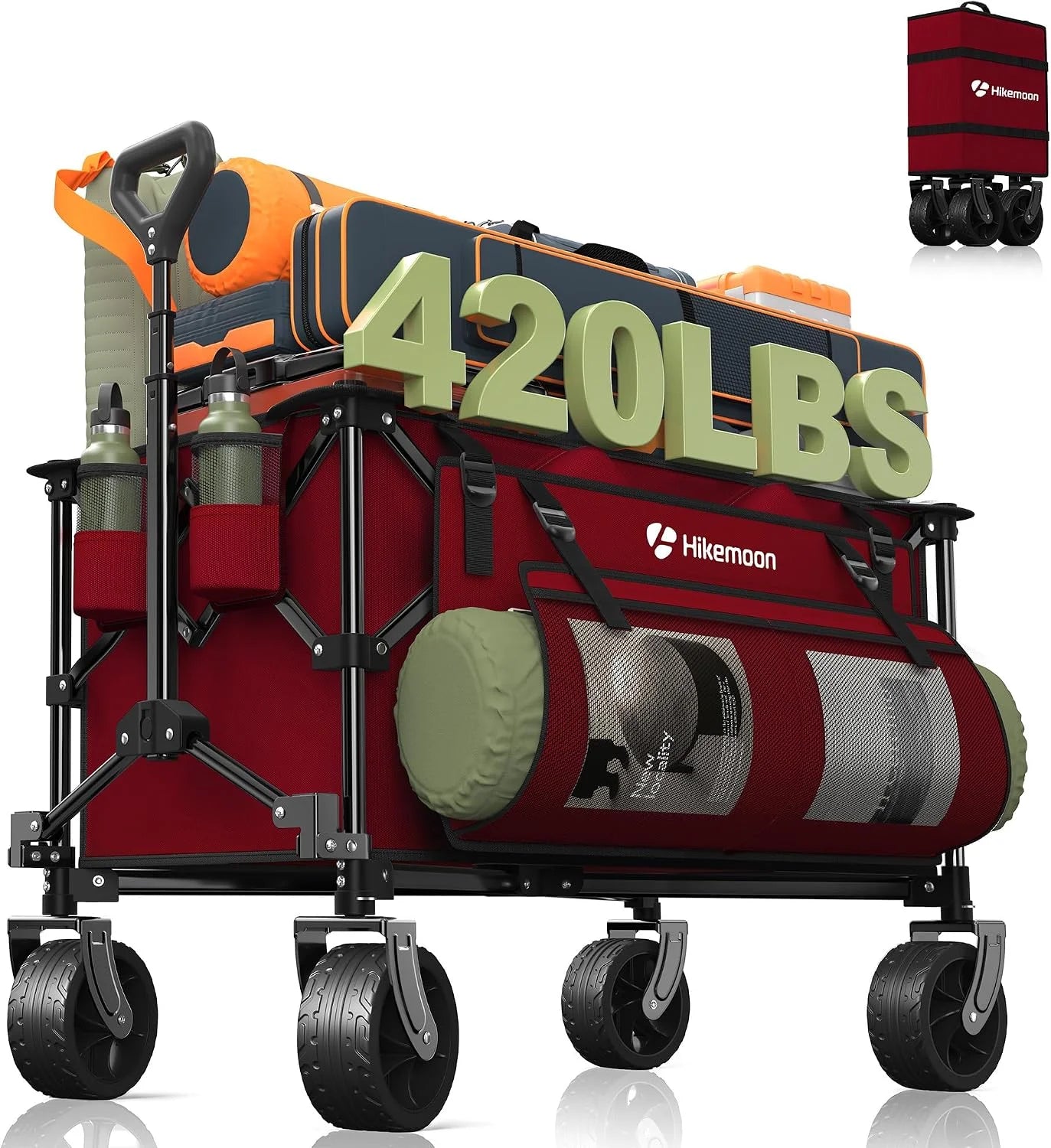 Special 150L Collapsible Wagon Compact with Big Wheels, 420LBS Black - Image 6
