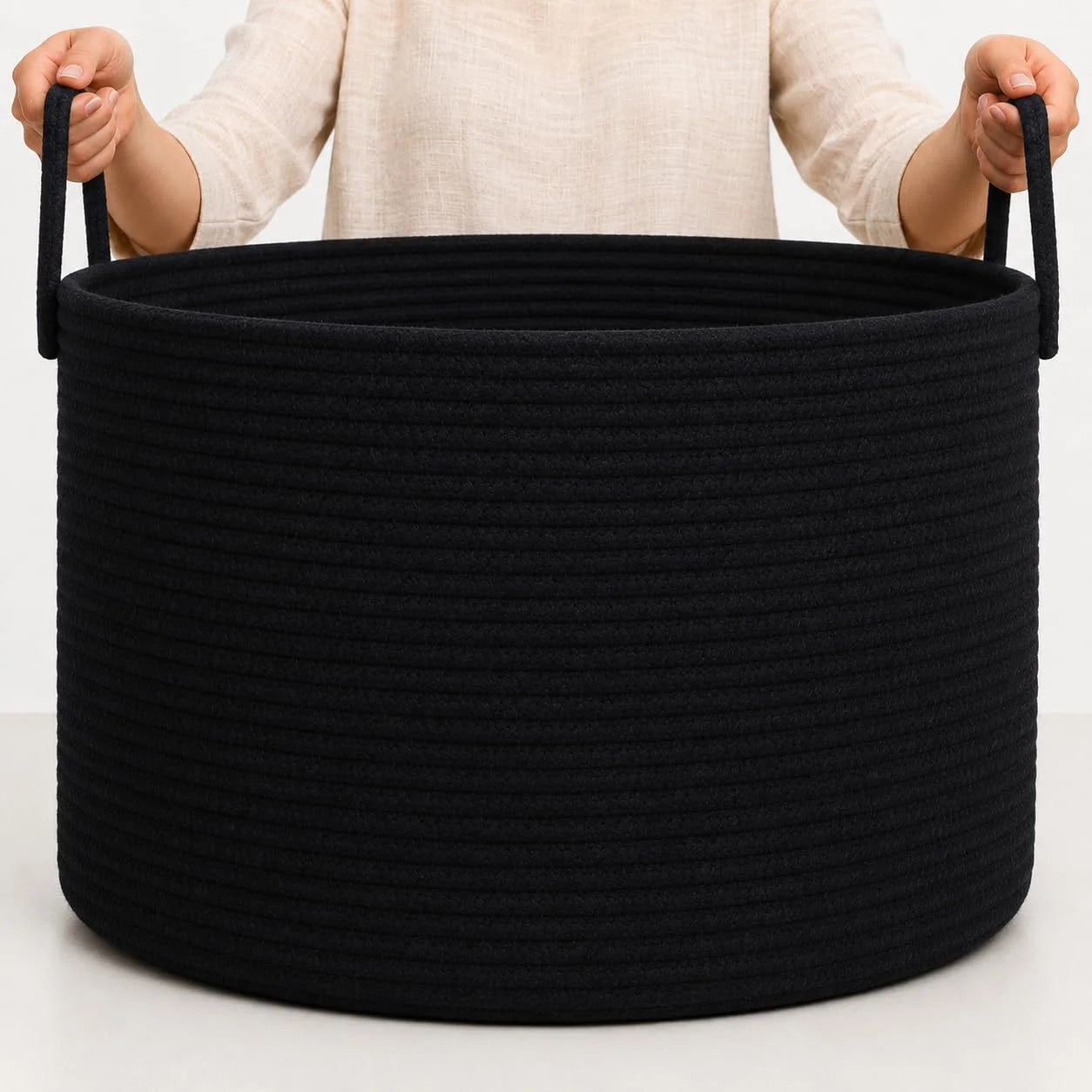 Special OrganiHaus Round Toy Basket & Blanket Basket, Cotton Rope 20×13, Full Honey, Round Cotton Rope Basket, 20×13 - Image 14