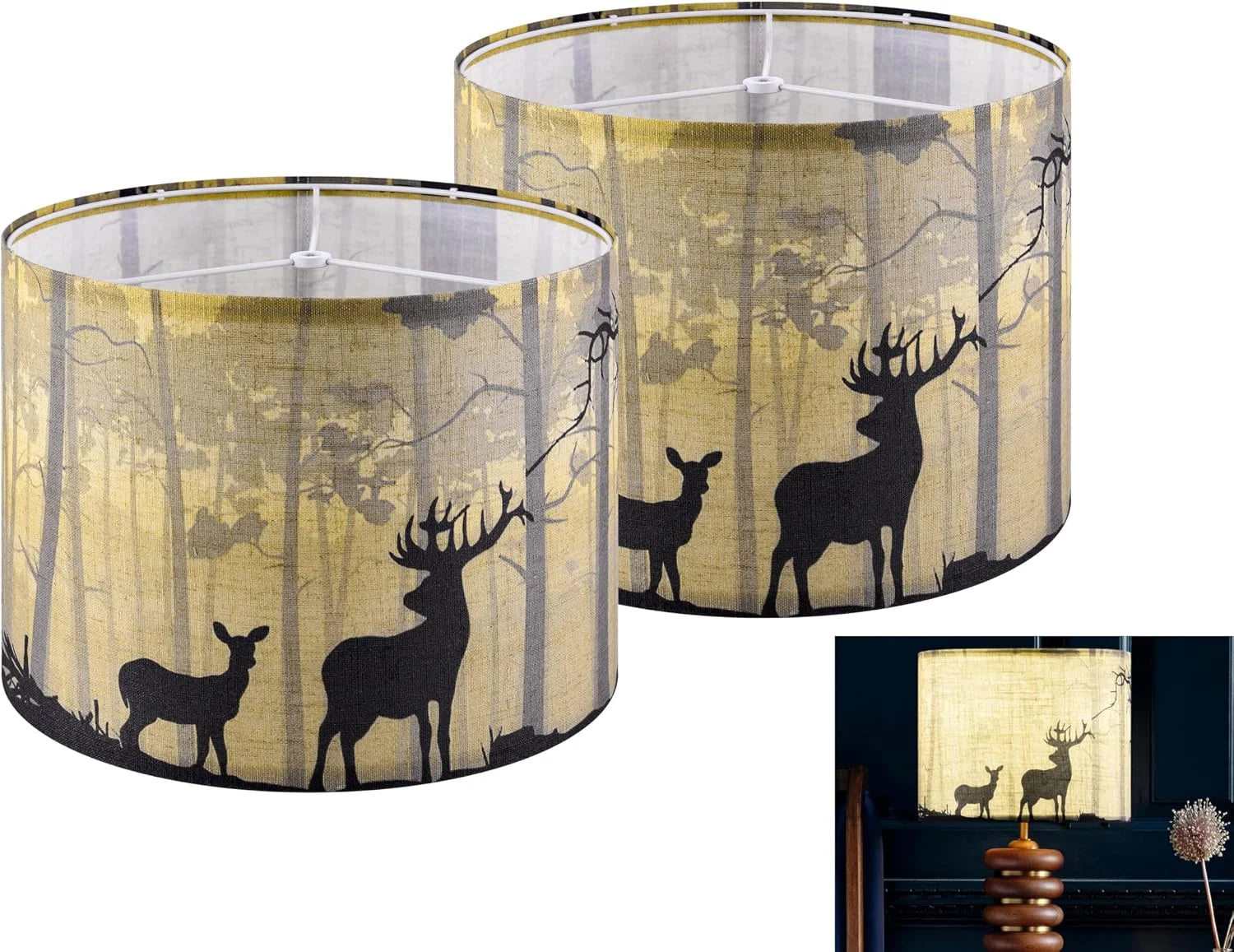 Special GO&SO 13 Drum Boho Lamp Shades Set of 2 Medium, 0.41 Spider Farmhouse Lamp Shade for Small Floor Lamp - Image 21