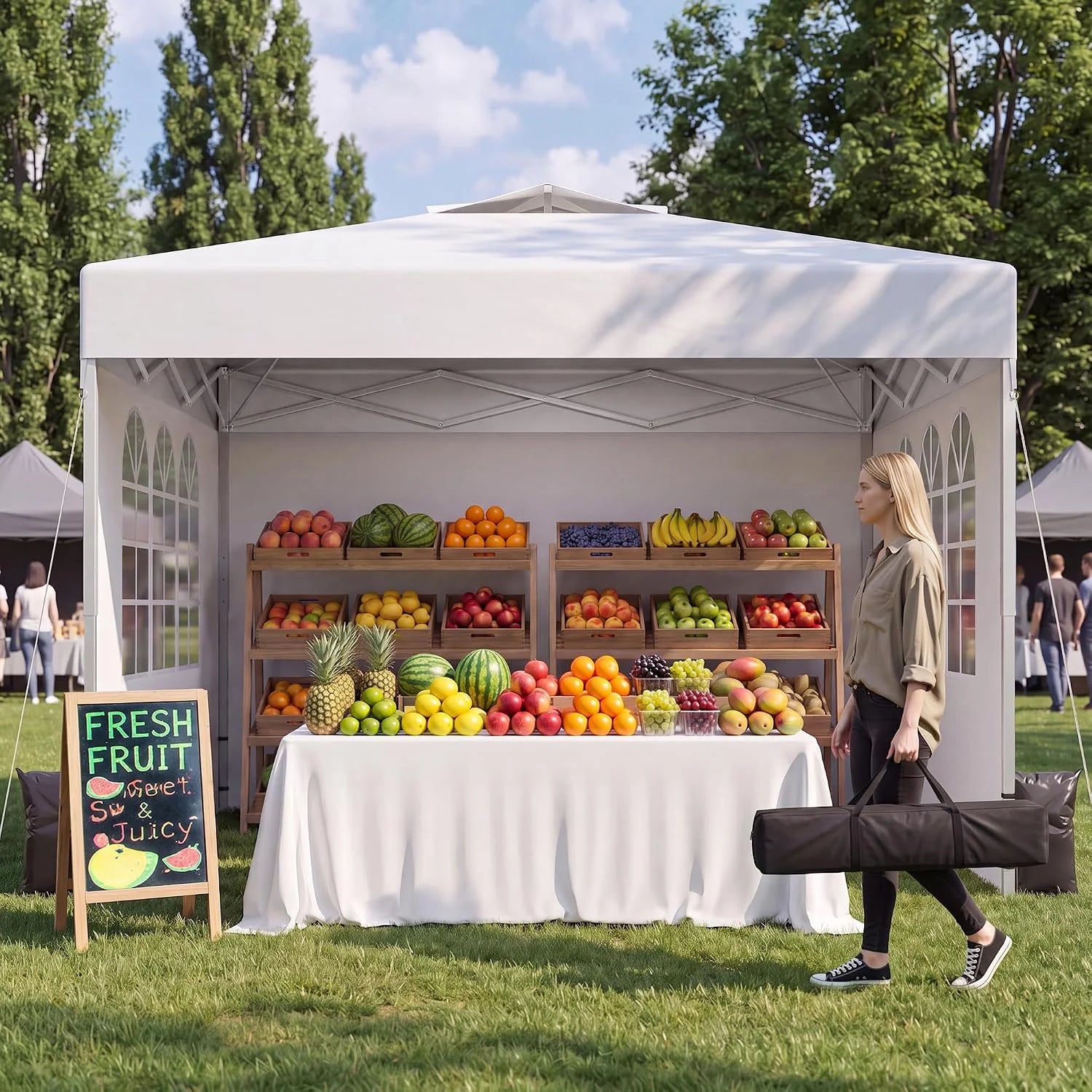 Special Ponevora 10×10 One Push Pop Up Canopy Tent with Vented Roof, White - Image 2
