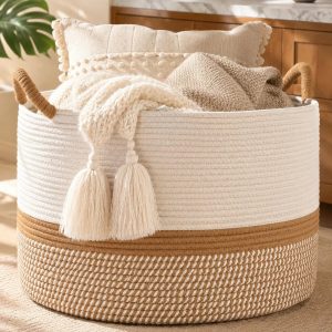 Special Large Blanket Basket with Handles, Storage Basket for Living Room, Extra Large Capacity, Blanket Storage, Laundry