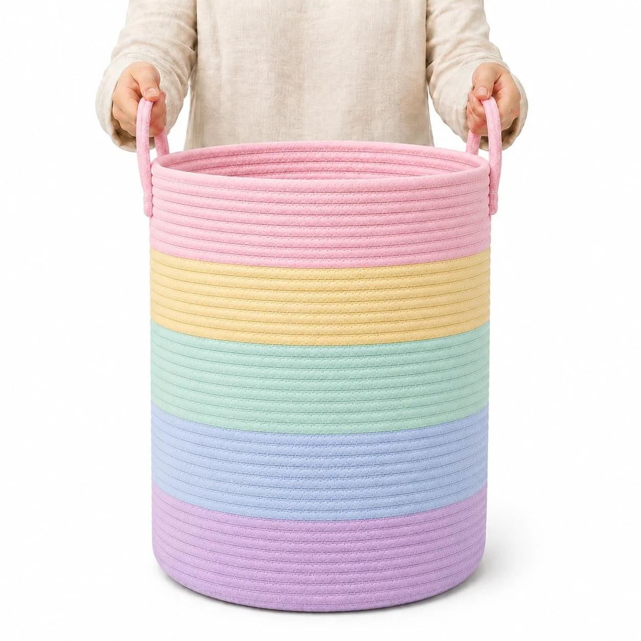 Special OrganiHaus Round Toy Basket & Blanket Basket, Cotton Rope 20×13, Full Honey, Round Cotton Rope Basket, 20×13 - Image 21