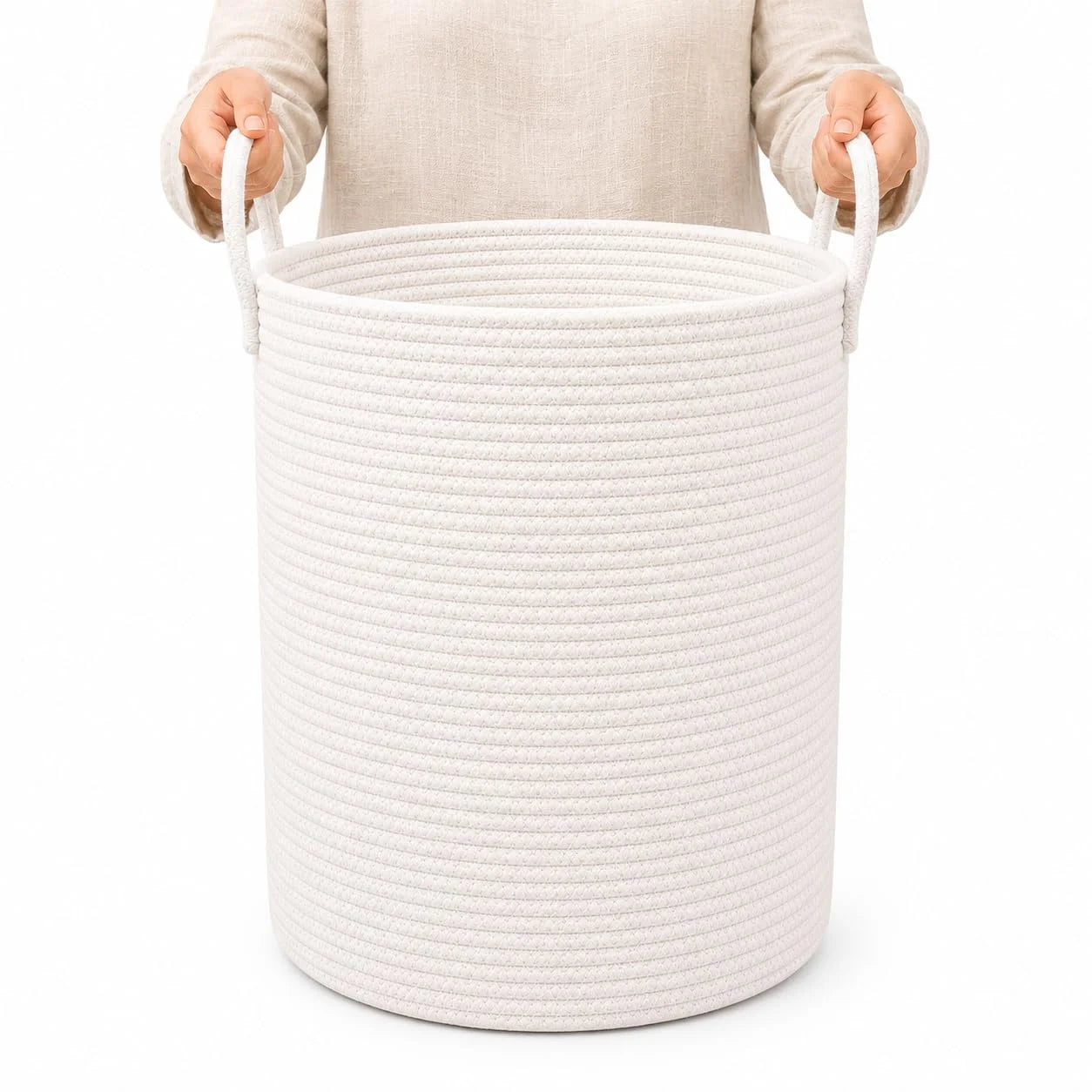 Special OrganiHaus Round Toy Basket & Blanket Basket, Cotton Rope 20×13, Full Honey, Round Cotton Rope Basket, 20×13 - Image 29