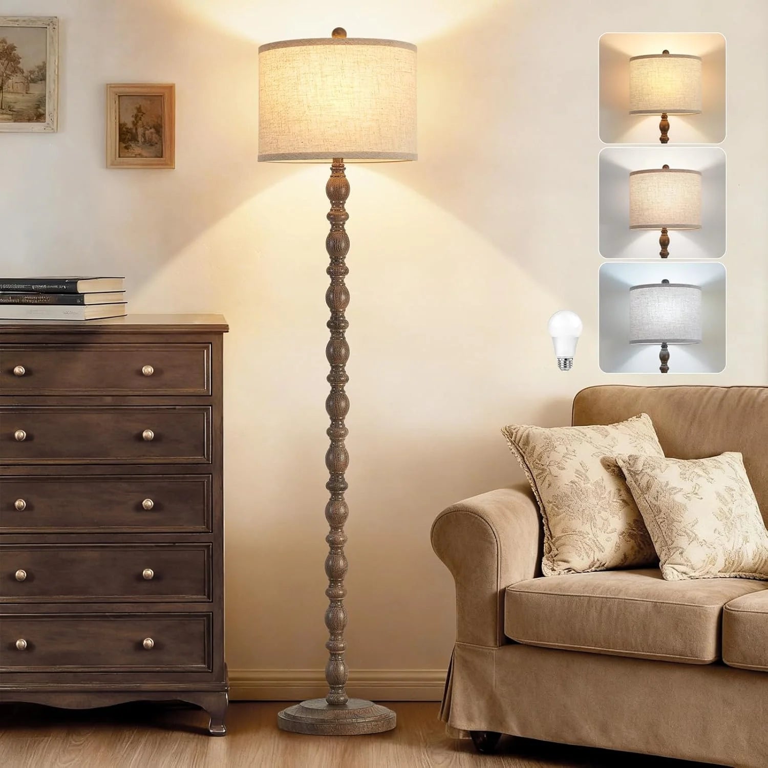 Special 62 Floor Lamp, Rotary Switch, Rustic Resin Tall Lamps for Living Room - Image 3