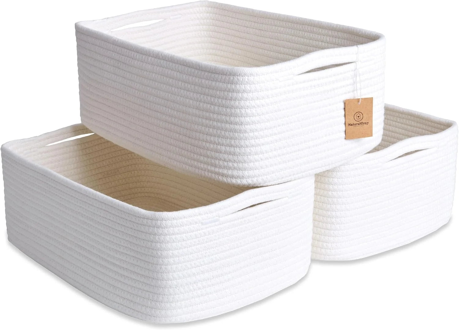 Special Woven Rope Baskets for Organizing, 3 Pack, 15.5 x 11 x 5.5 Storage Bins, Storage baskets and organizer bins - Image 8