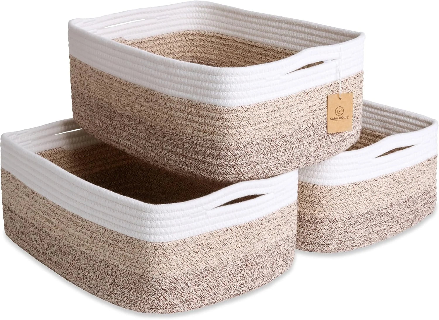 Special Woven Rope Baskets for Organizing, 3 Pack, 15.5 x 11 x 5.5 Storage Bins, Storage baskets and organizer bins - Image 5