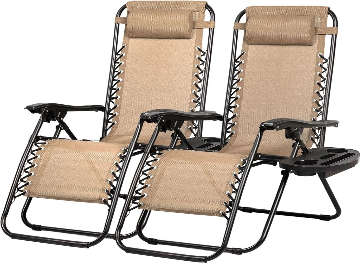 Special Set of 2 Relaxing Recliners Patio Chairs Adjustable Steel Mesh Zero Gravity Lounge Chair Beach Chairs - Image 5