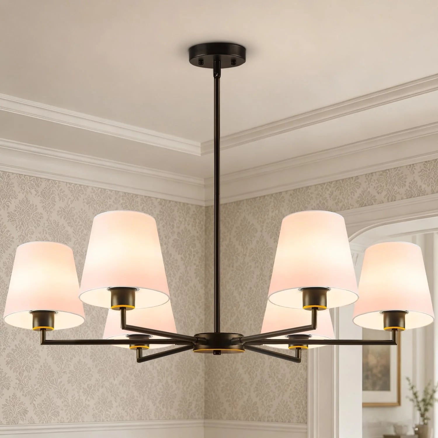 Special Gold Chandeliers for Dining Room, 6 Light
