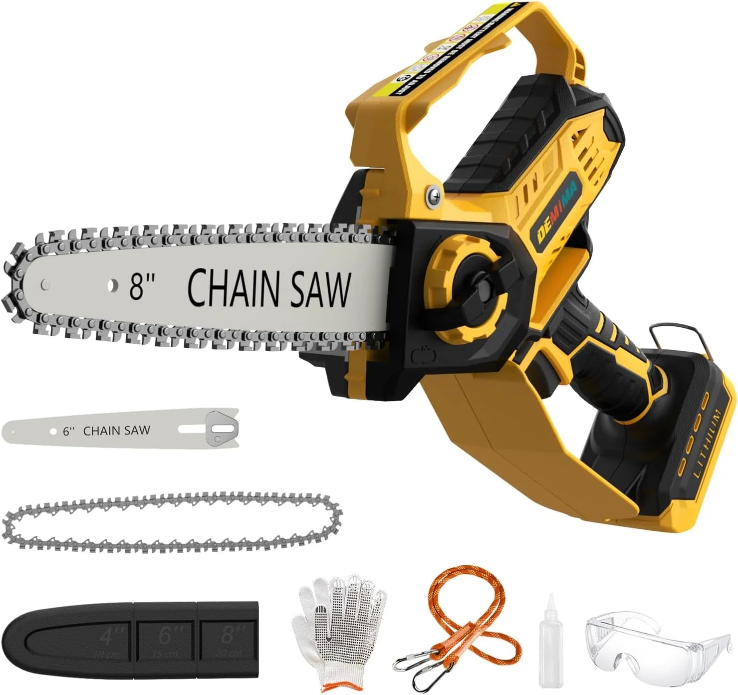 Special Chainsaw for Milwaukee Battery, 8-Inch and 6-Inch 2-in-1 Cordless Electric Chainsaw with Brushless Motor and Auto-Oiler