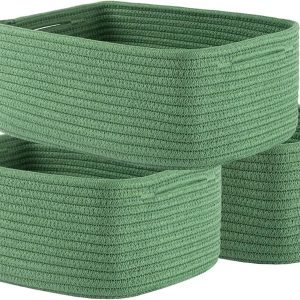 Special Woven Storage Organizing Basket, 13.5×9.5×5 inches, 3 Pack, Shelf baskets for closet organization