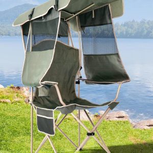 Special Docusvect Beach Chair with Canopy Shade, Folding Camping Chair with Canopy with Cup Holder, Support 330 LBS