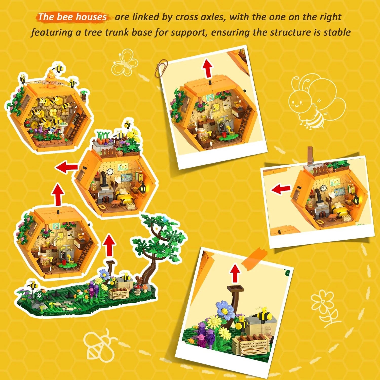 Special Bee Treehouse Building Set with Lights for Adults, Farm House Kit, Collectible Cabin Home Decor Gift for Boys - Image 2