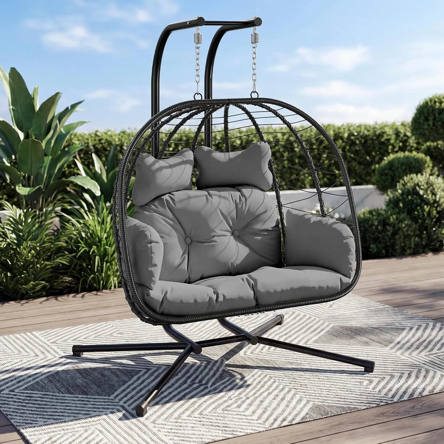 Special Bifanuo Double Hanging Egg Chair with Stand - Image 2