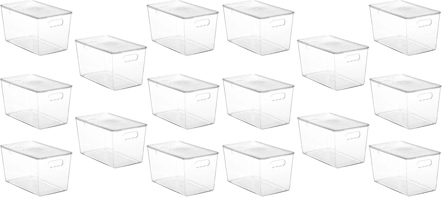 Special Clear Stackable Storage Bins with Lids and Handles, Large, BPA-free Plastic, Organize Vertically - Image 2