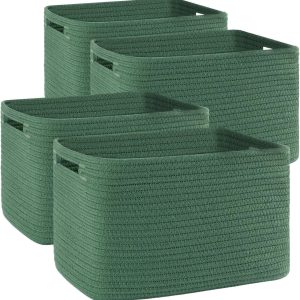Special 4 Pack Storage Baskets for Organizing, Cube Storage Bins for Shelves, Rectangle Storage Baskets With Handles