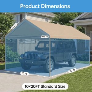 Special FT Carport Replacement Canopy Top, 800D Oxford Heavy Duty Waterproof Tarp Cover with 36 Ball Bungees