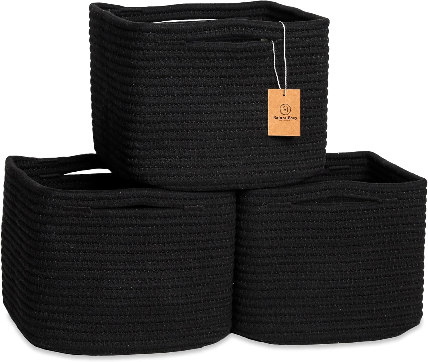 Special NaturalCozy Storage Cubes 9”x9”x7”Cotton Rope Woven Baskets for Organizing 3-Pack, 9 Inch Cube Storage Bin, Small - Image 7
