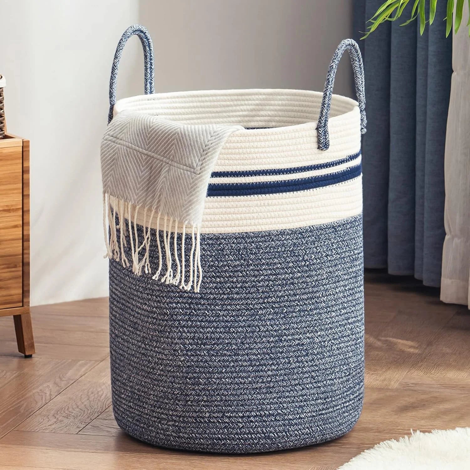 Special YOUDENOVA Jute Rope Laundry Hamper Basket, 58L Blanket Basket for Nursery, Large Woven Laundry Hamper with Sturdy - Image 6