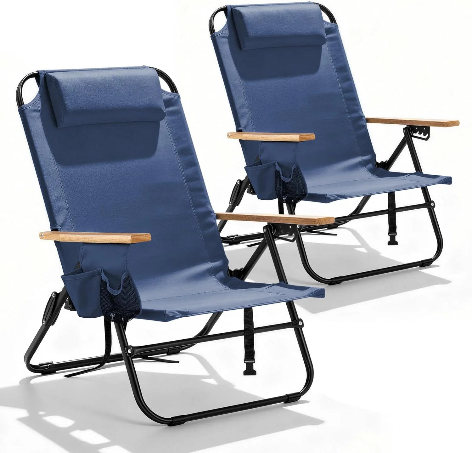 Special Canpsky 2 Pack Premium 5-Position Reclining Camping Chair, Portable Folding Lightweight Outdoor Chair with Wooden - Image 6