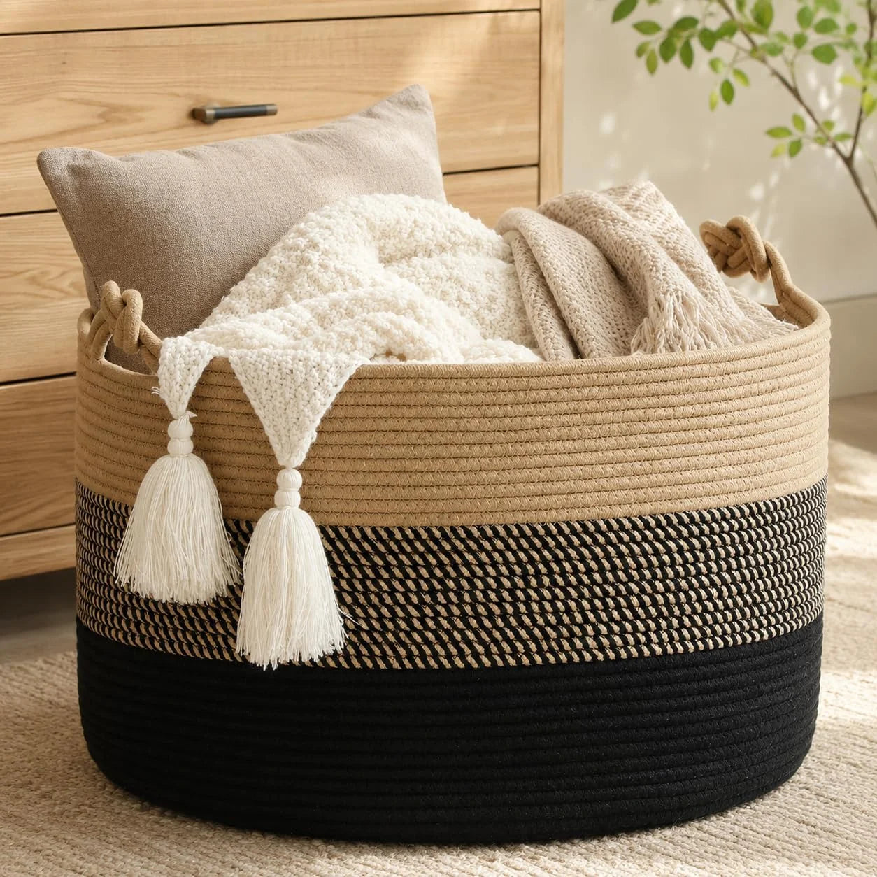 Special Large Blanket Basket with Handles, Storage Basket for Living Room, Extra Large Capacity, Blanket Storage, Laundry - Image 7