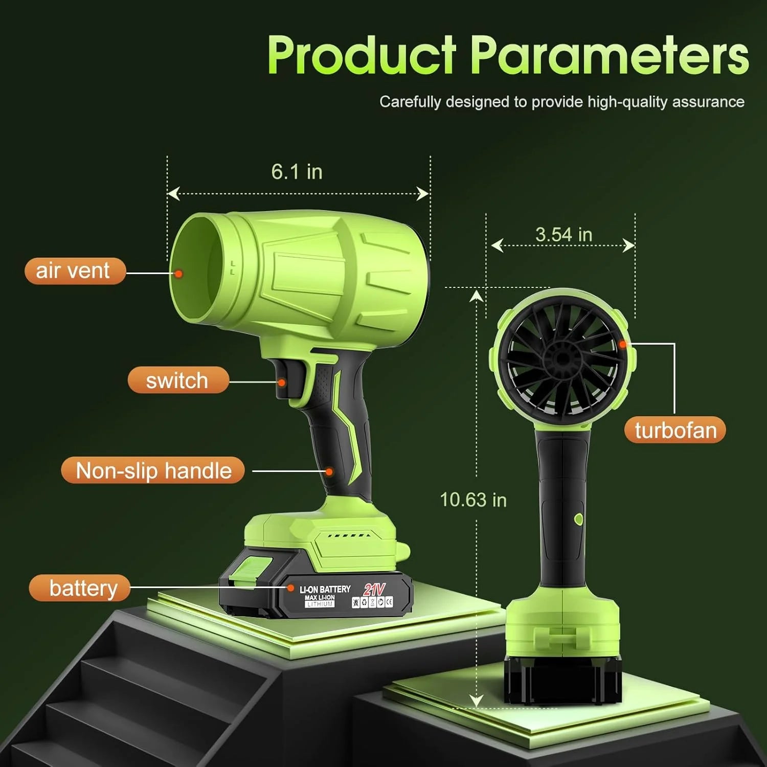 Special Blower 2×6.0Ah Battery & Charger, Electric Cordless Leaf Blower(Green) – For Yard Cleanup - Image 9