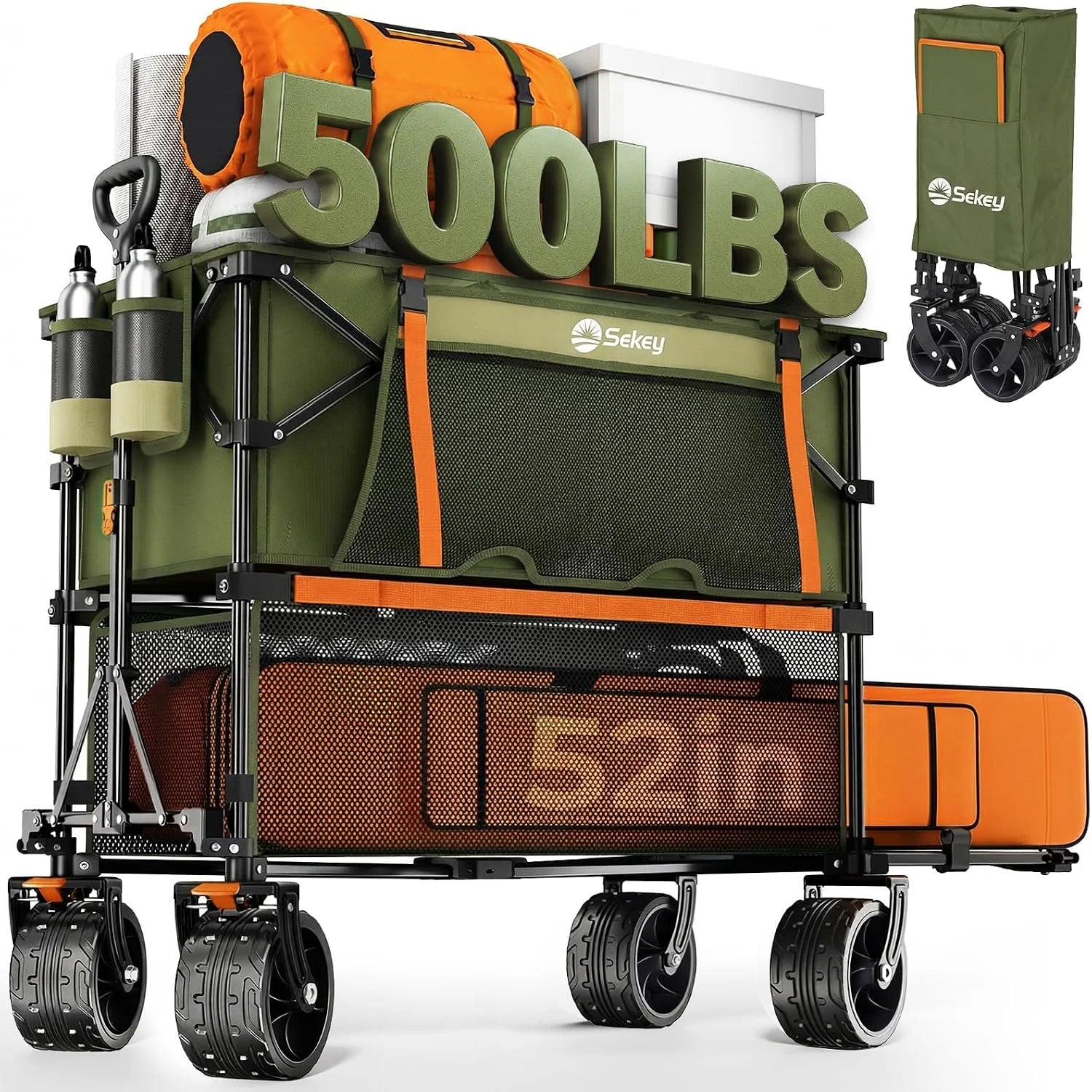 Special Sekey 500LBS Heavy Duty Double Decker Wagon with Extender, 400L Large Capacity Collapsible Garden Cart Fits 10×10 Canopy - Image 5