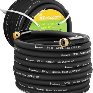 Special Beitopamz 100 ft Garden Hose, 5/8 in Heavy Duty Water Hose, Male to Female 3/4” Brass Fittings for Patio