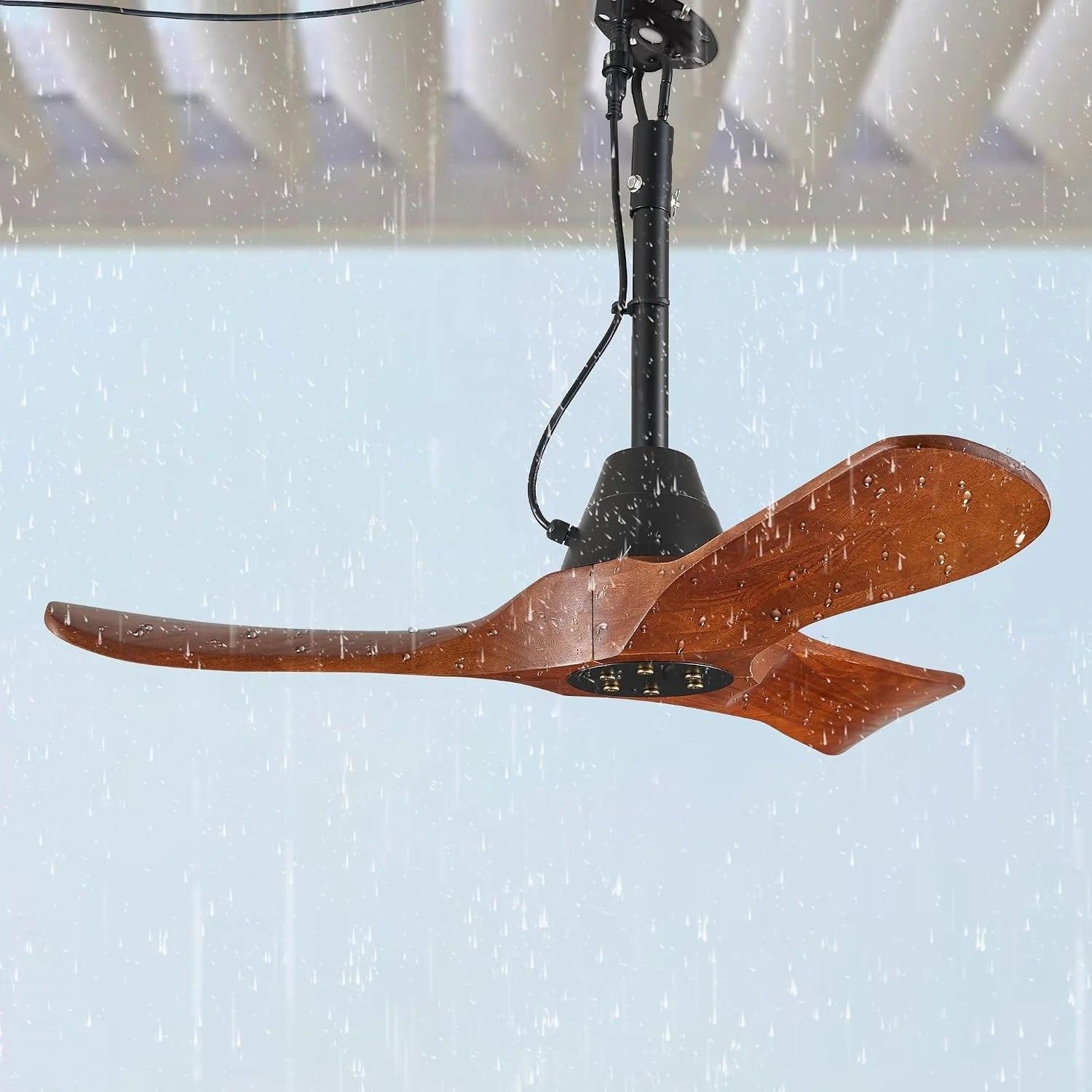 Special 3 Blades Wood Outdoor Ceiling Fan with Light for Patios, Farmhouse Rustic Ceiling Fans with Lights - Image 5