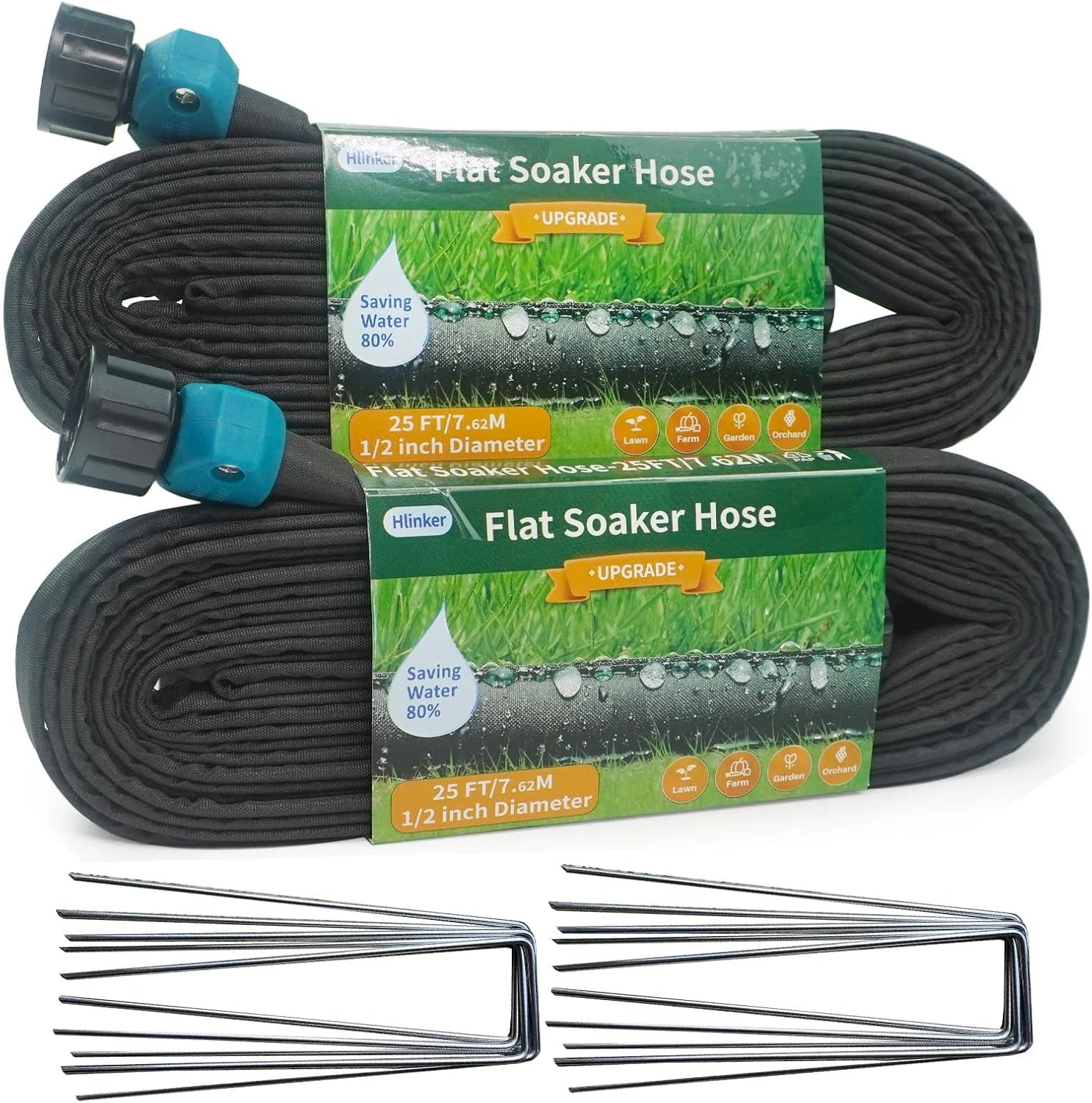 Special Hlinker 2026 Flat Soaker Hose 200 ft (50ft 4Packs) with Stake for Garden, Linkable Drip Hose Diy Automates Garden - Image 6
