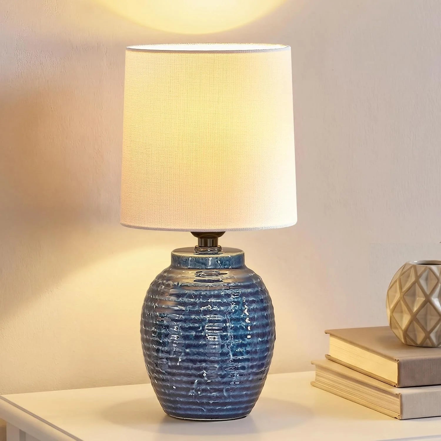 Special EJIAXIN Table Lamps Set of 2-13.5 Small Boho Lamp, Farmhouse Rustic Ceramic Table Lamp for Bedroom - Image 4