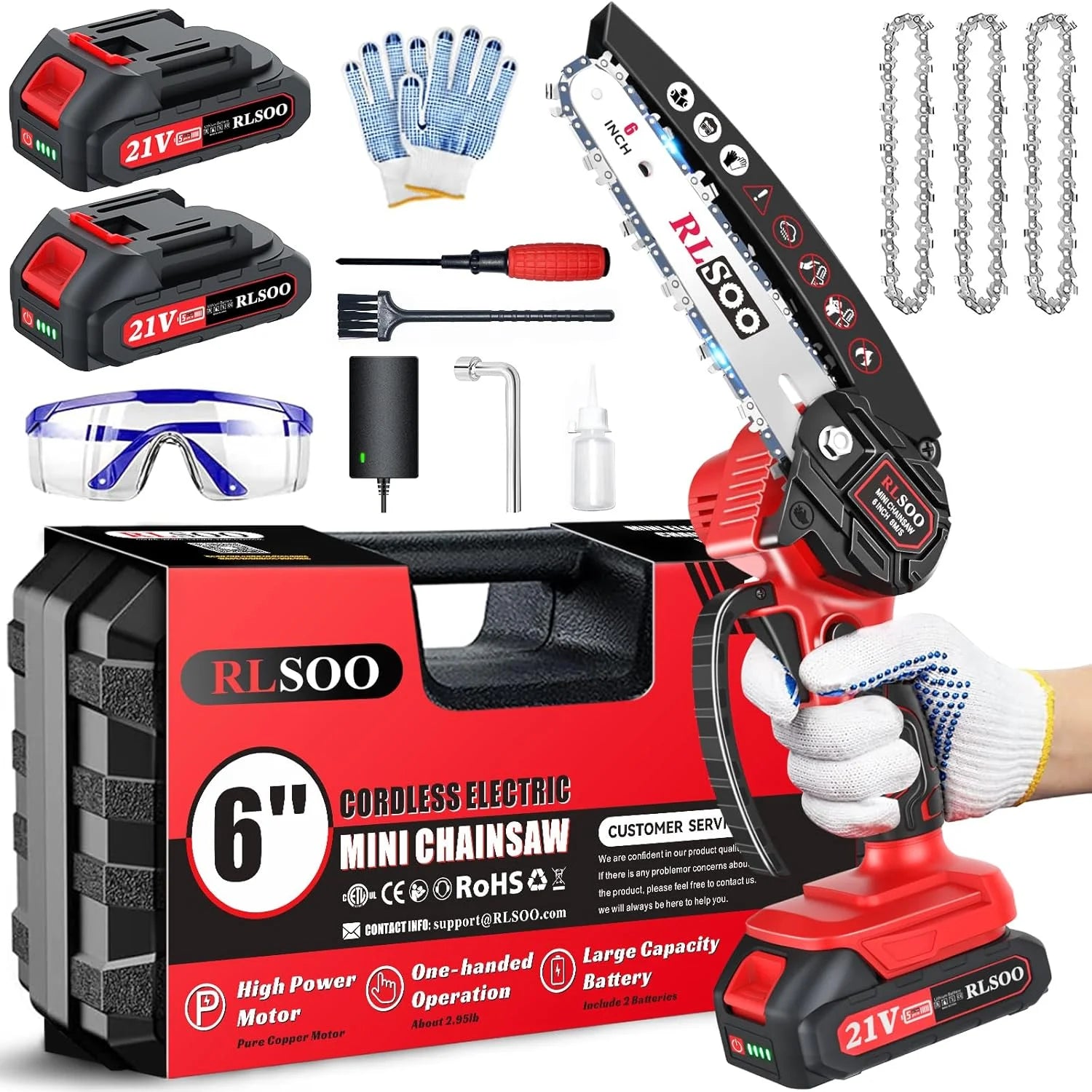 Special RLSOO Mini Chainsaw Cordless, 6 Inch Handheld Chain Saw Battery Powered - Image 2