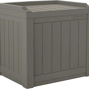 Special Outdoor Storage Box ” 22 Gallon Stone Gray Resin Outdoor Deck Box with Seat
