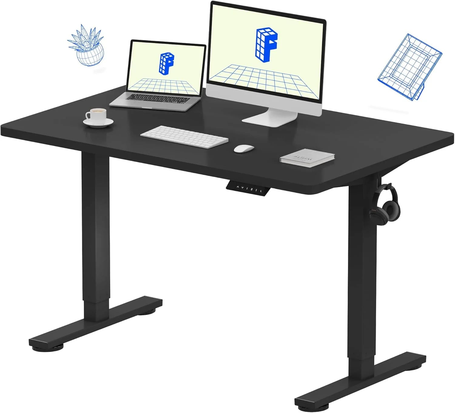 Special FLEXISPOT EN1 One-Piece Standing Desk, Electric Adjustable with 4 Memory Presets, 176 LBS Capacity, 48×24 Black
