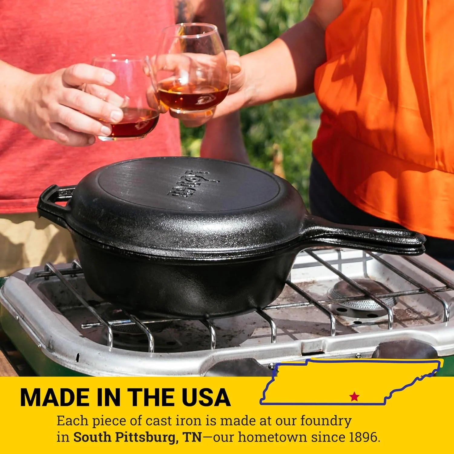 Special Cast Iron Combo Cooker, PFAS-Free 2-in-1 3.2 Quart Deep Pot and 10.25 Inch Skillet Set - Image 8