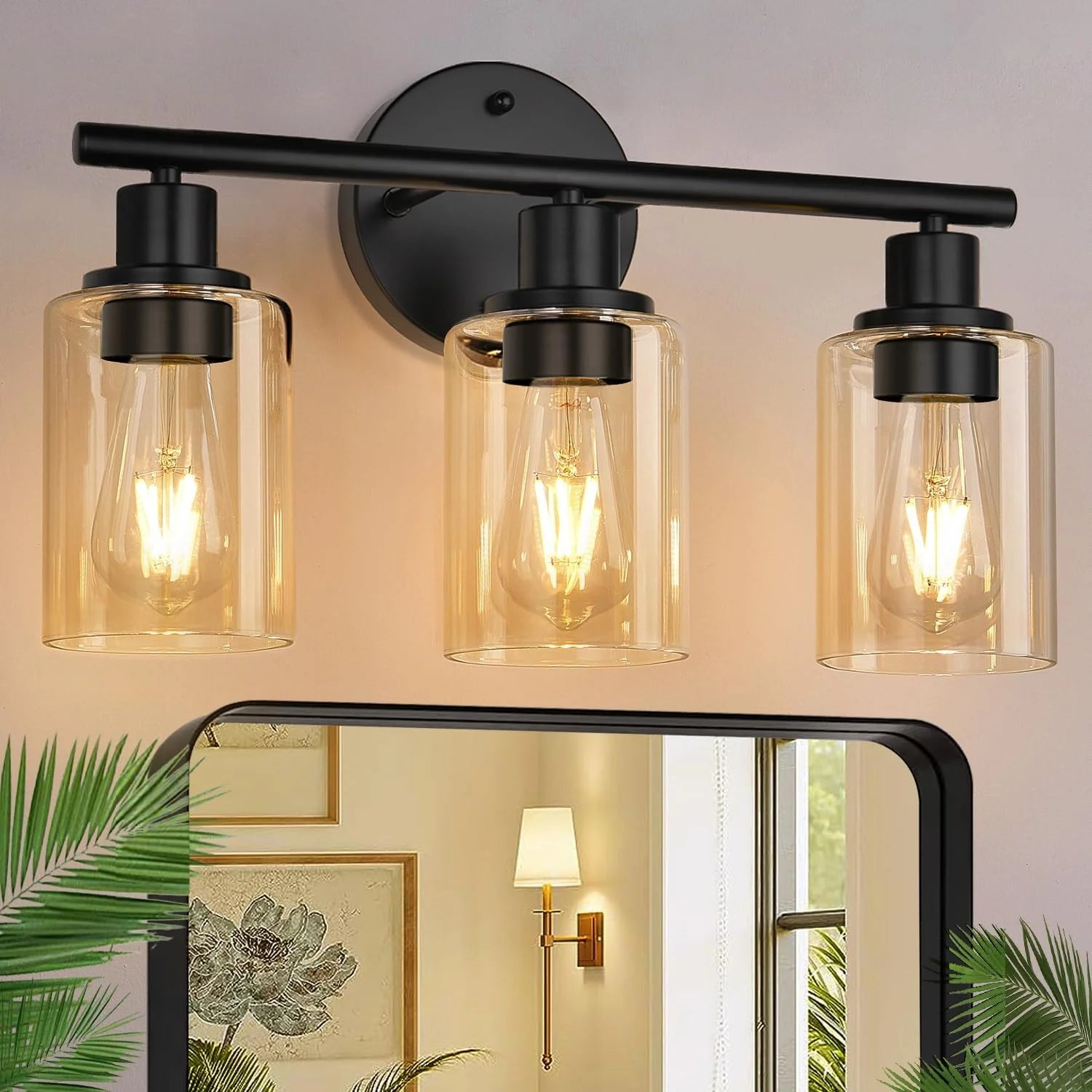 Special Zarbitta 3-Light Bathroom Light Fixtures, 17.23 Black Modern Vanity Lights with Clear Glass Shade - Image 12