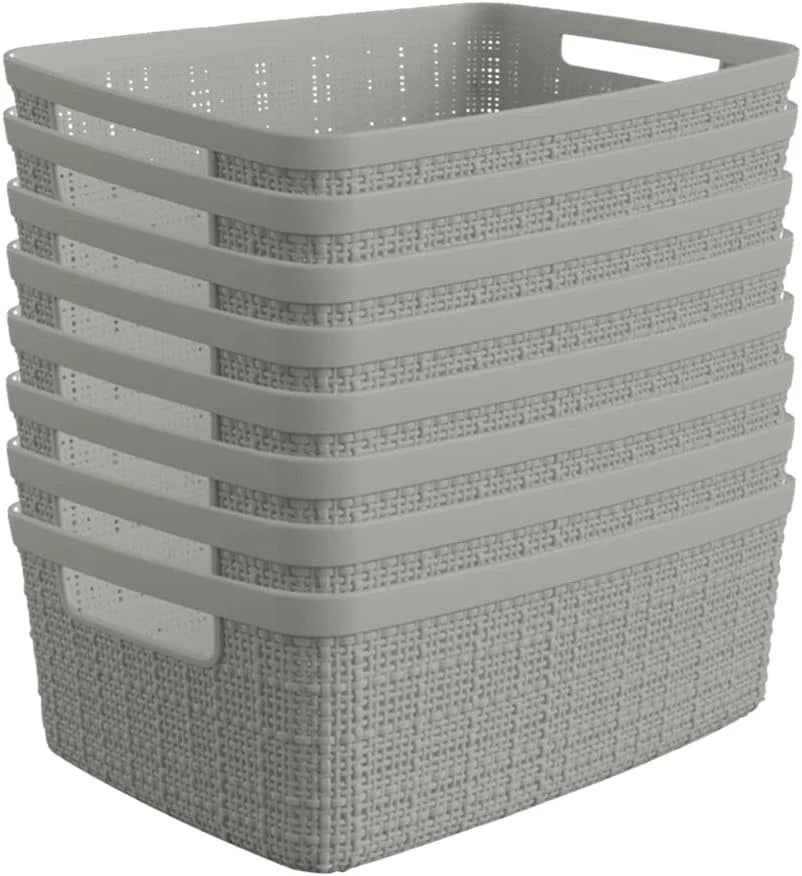 Special Curver Set of 4 Large Cube 17L Jute Decorative Plastic Organization and Storage Baskets, Perfect Bins for Home - Image 5