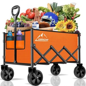 Special 100L Collapsible Wagon Cart with All Terrain Wheels, 350LBS, Black