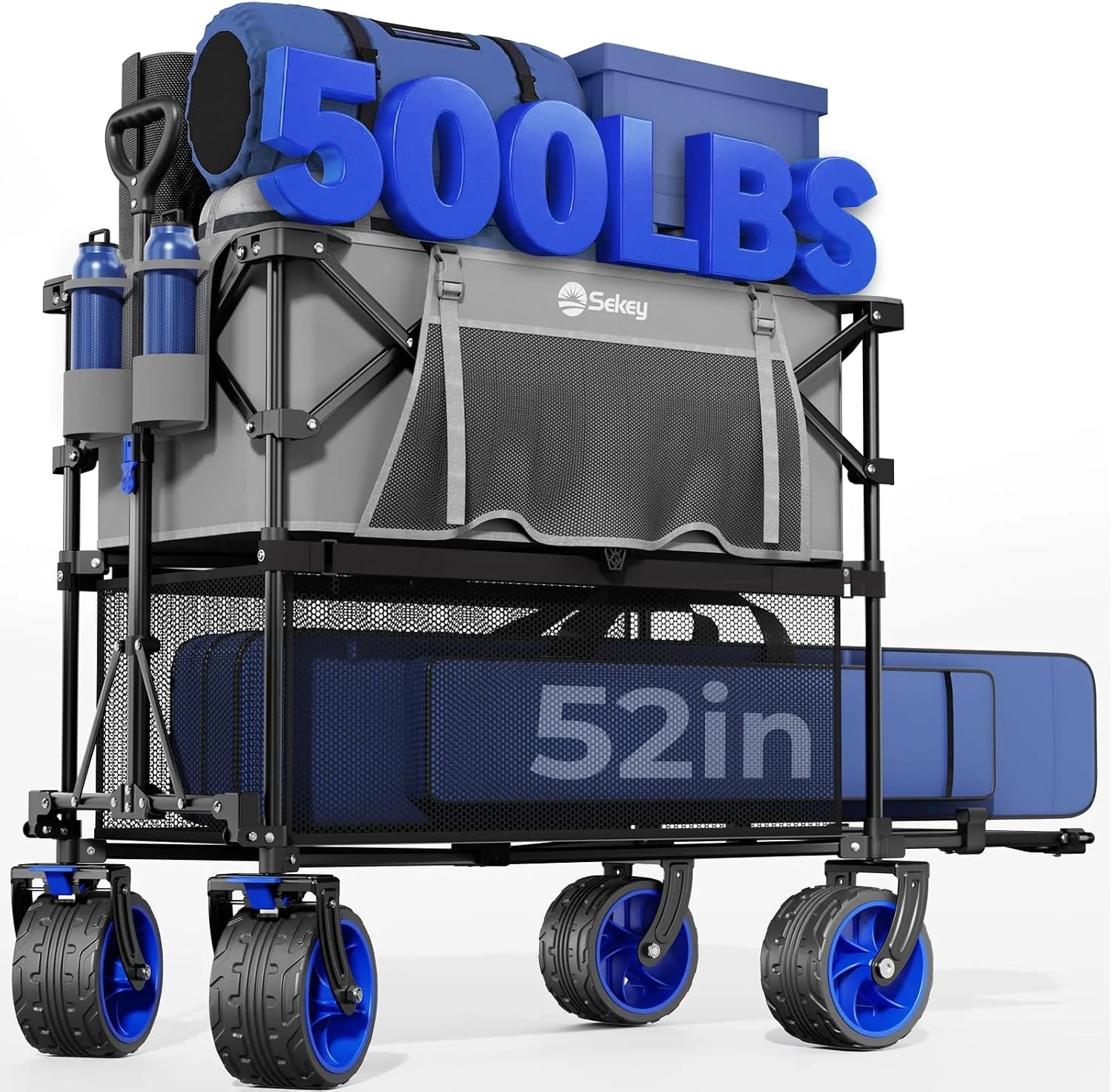 Special Sekey 500LBS Heavy Duty Double Decker Wagon with Extender, 400L Large Capacity Collapsible Garden Cart Fits 10×10 Canopy - Image 3