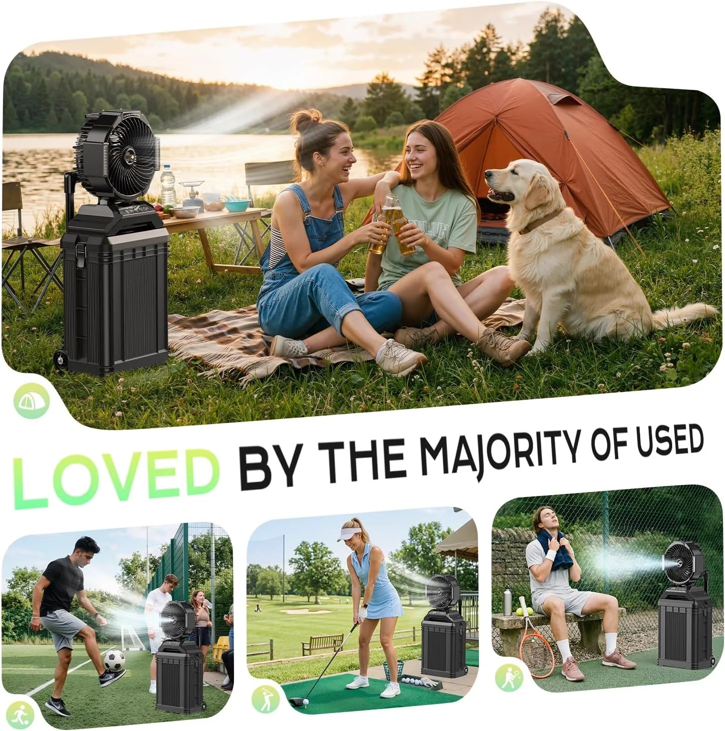 Special 4 Gal Large Misting Bucket Fan Portable, 40000mAh Rechargeable Mister Fan with Retractable Handle - Image 6