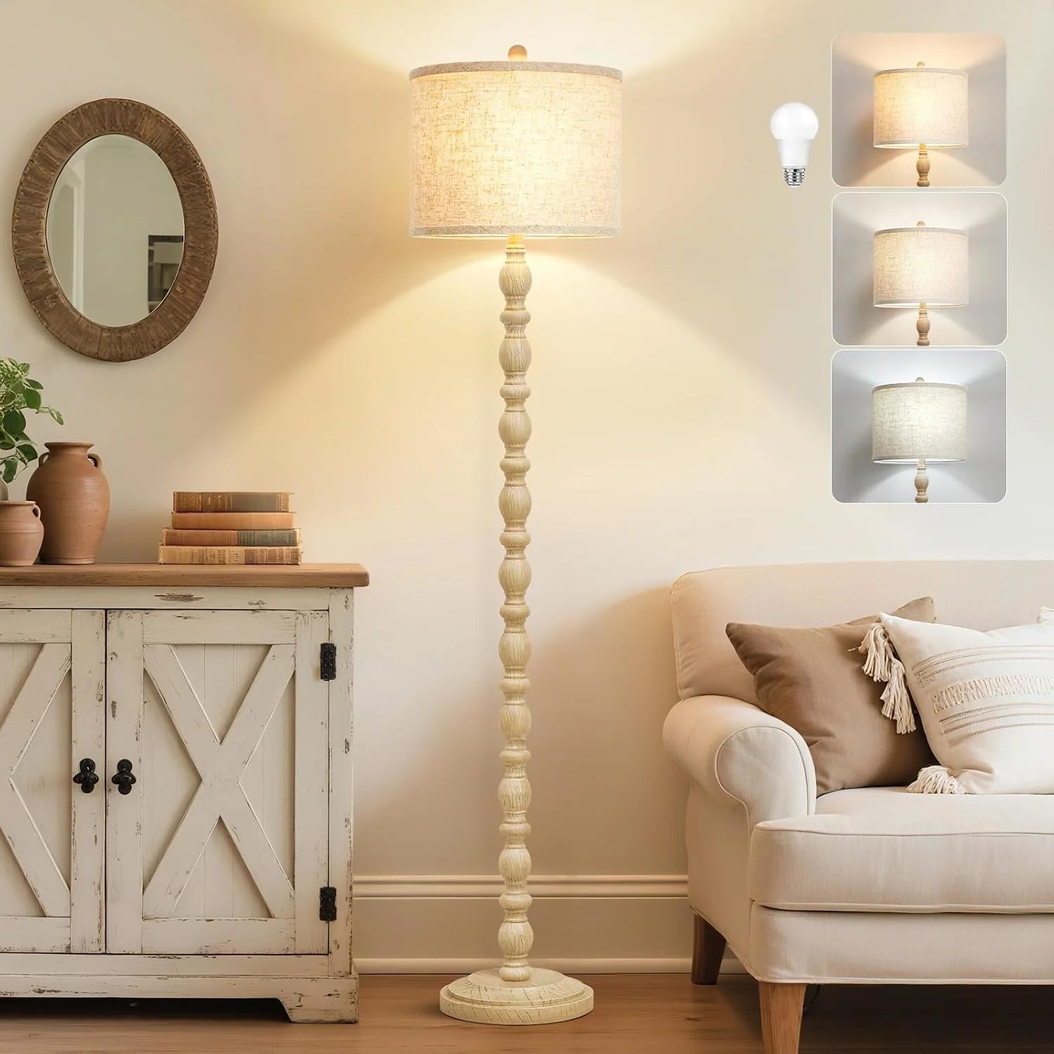 Special 62 Floor Lamp, Rotary Switch, Rustic Resin Tall Lamps for Living Room - Image 2
