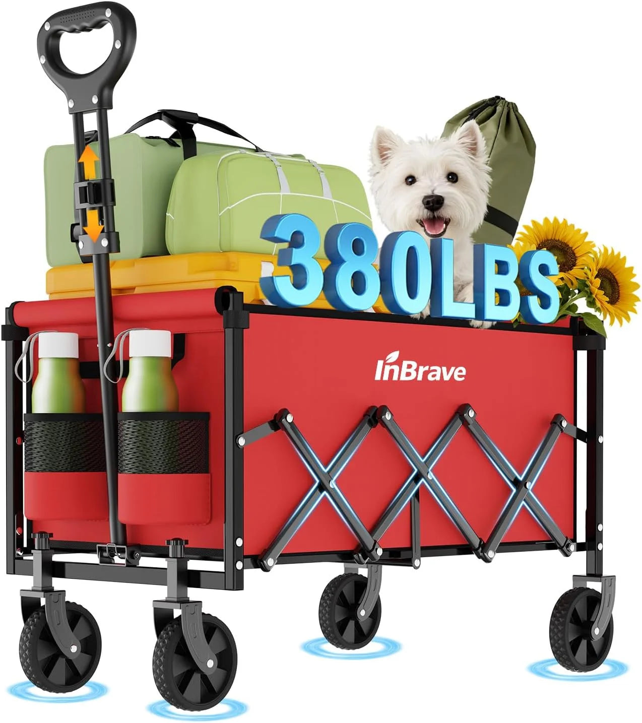 Special Collapsible Wagon Cart with All-Terrain Wheels, 380LBS Capacity