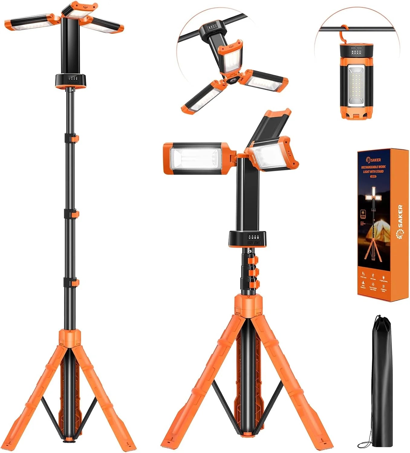 Special Portable Camping Light with Stand 12000mAh 73.2 Rechargeable Work Light 3200 Lumen Camp Lanterns with Bag - Image 2