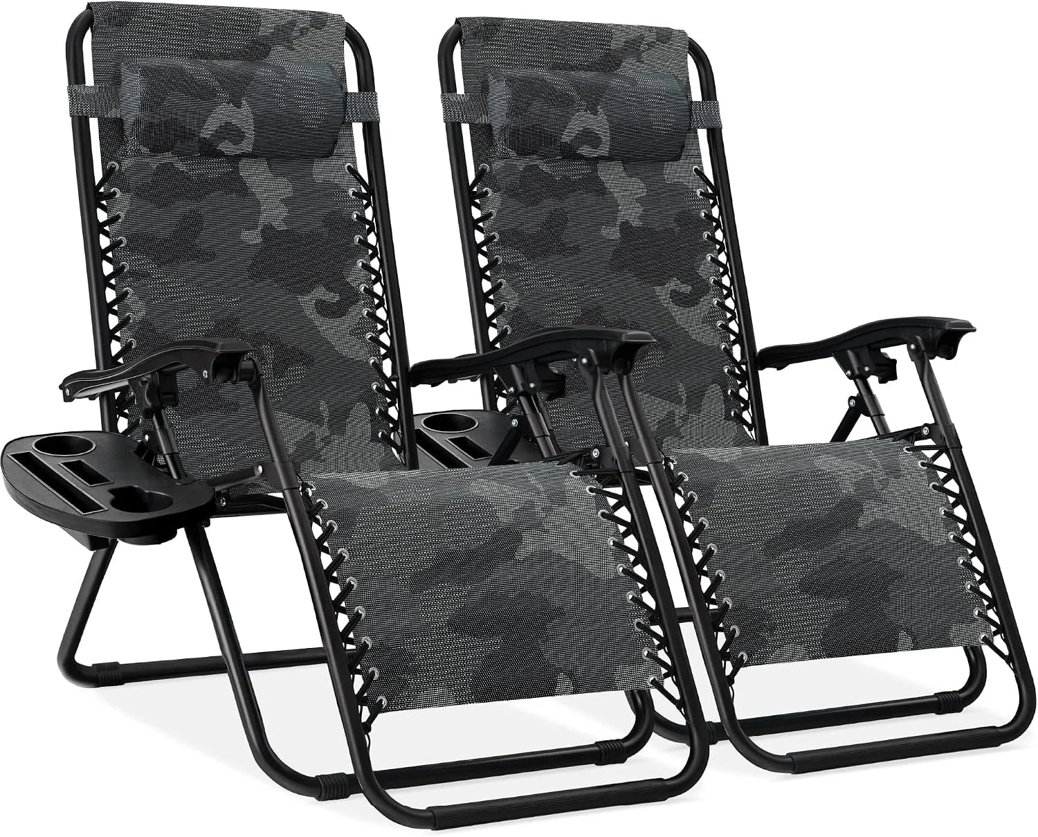 Special Best Choice Products Set of 2 Adjustable Steel Mesh Zero Gravity Lounge Chair Recliners w/Pillows and Cup Holder Trays - Image 21