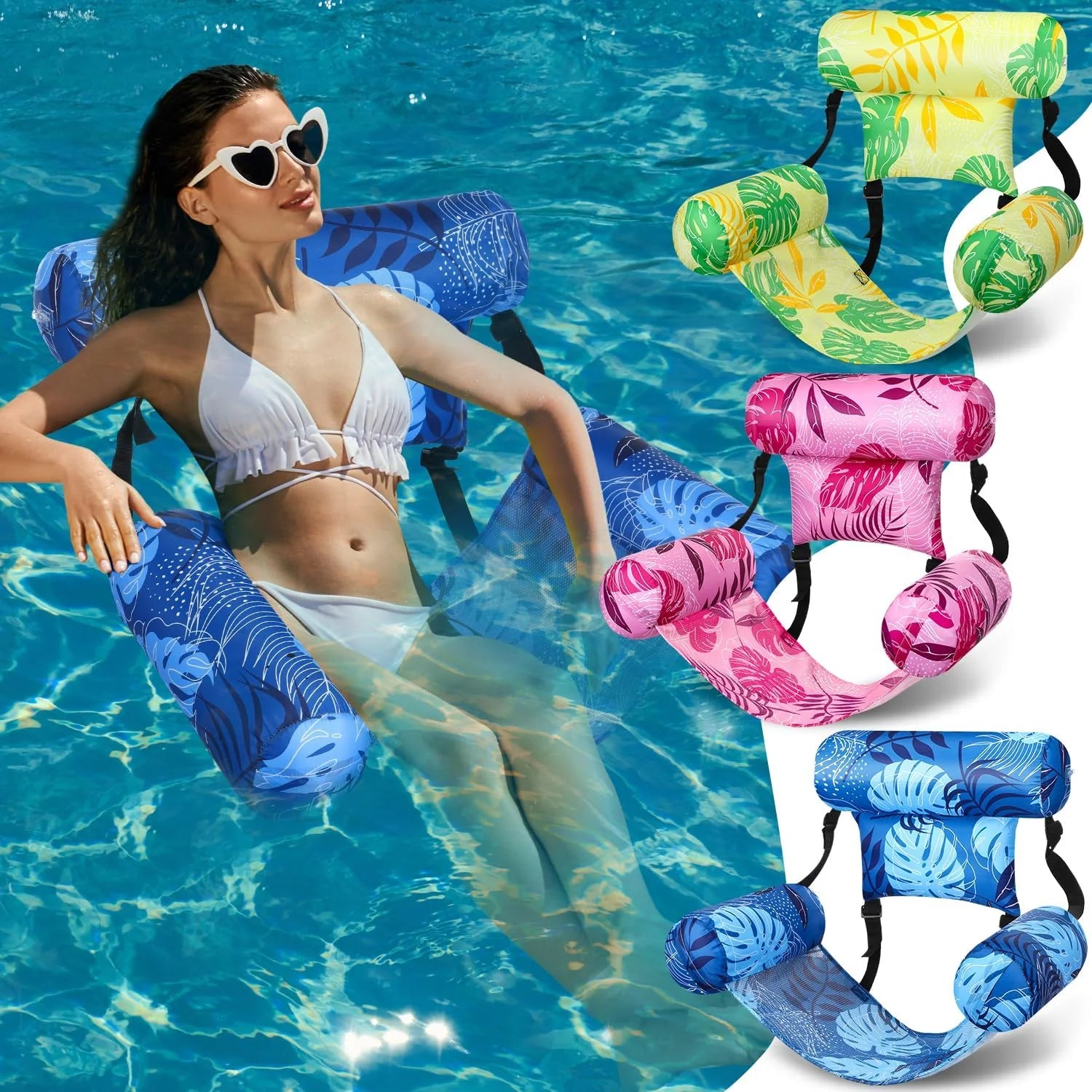 Special 3 Pack Inflatable Pool Floats Chairs Adult Floating Lounge Chair Adjustable Hammock Water Floating Chair - Image 8