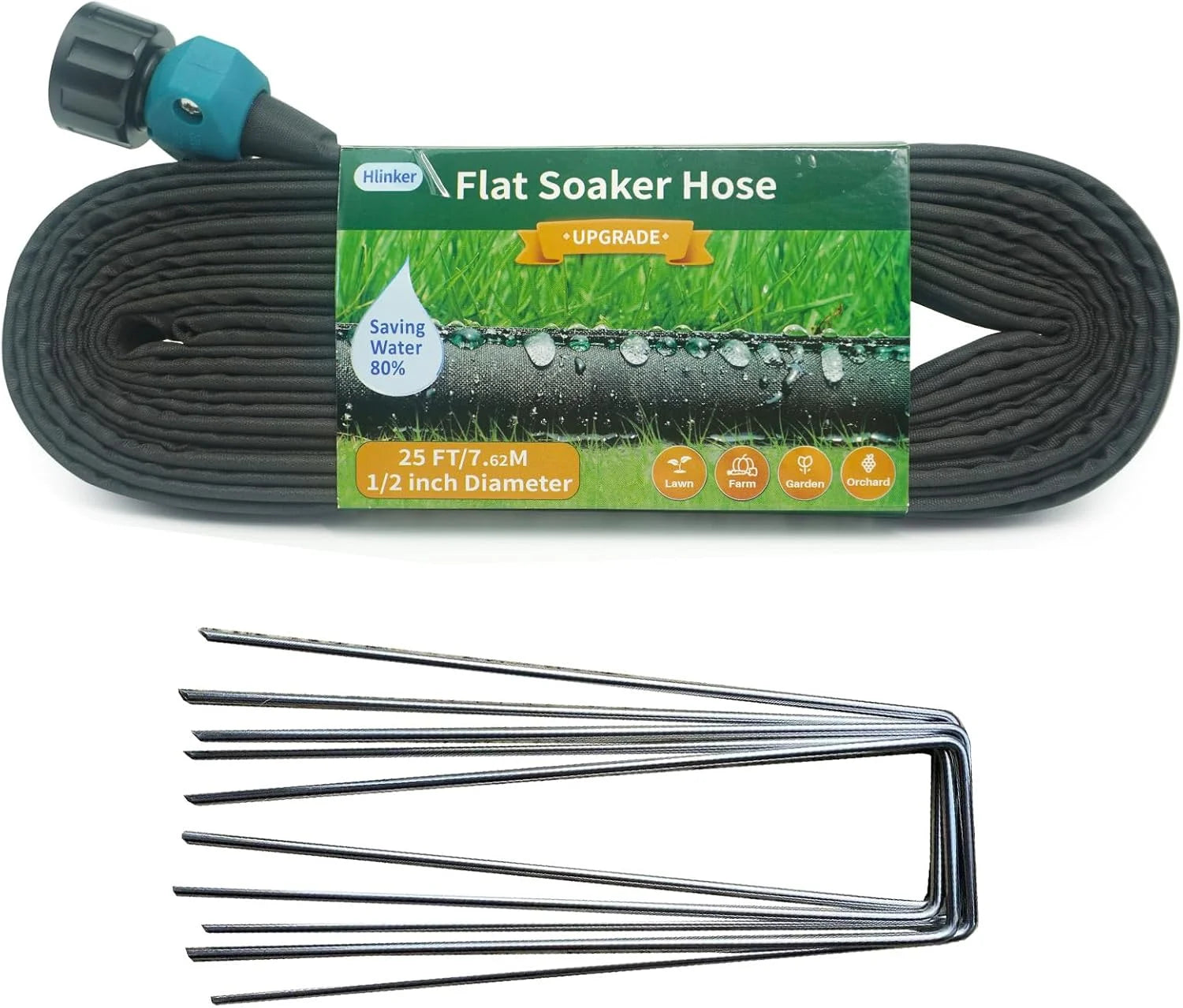 Special Hlinker 2026 Flat Soaker Hose 200 ft (50ft 4Packs) with Stake for Garden, Linkable Drip Hose Diy Automates Garden - Image 4