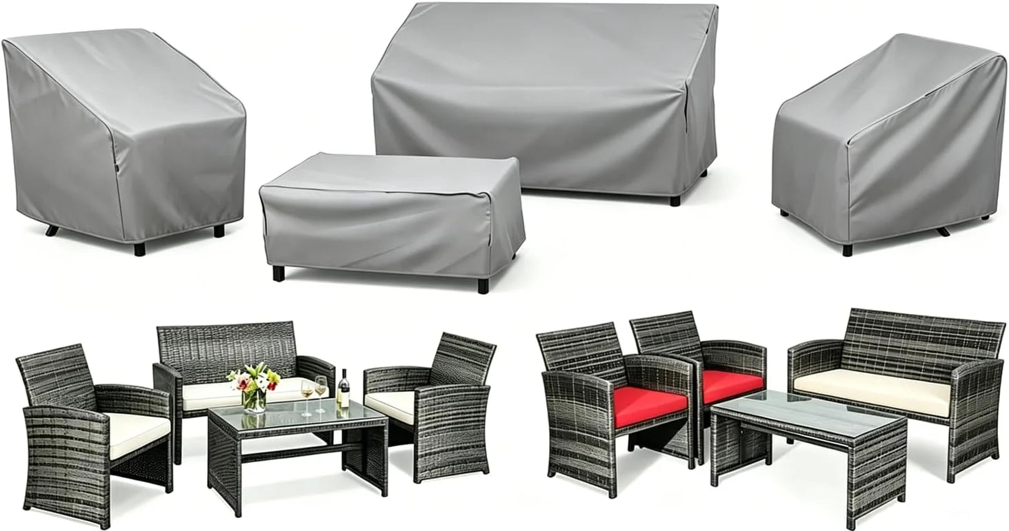 Special STARTWO Patio Furniture Cover 4 Piece Set, Black, Regular