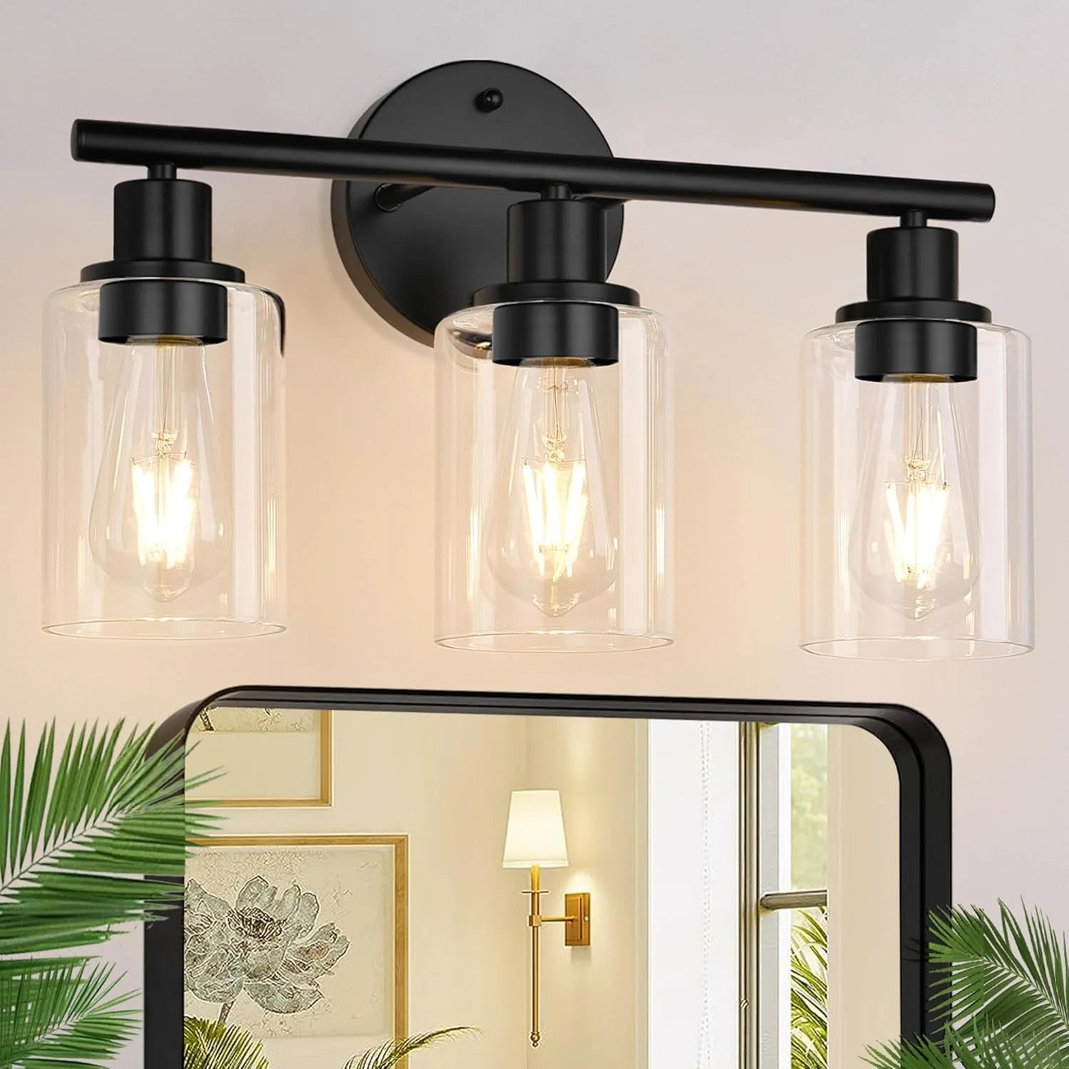 Special Zarbitta 3-Light Bathroom Light Fixtures, 17.23 Black Modern Vanity Lights with Clear Glass Shade - Image 29