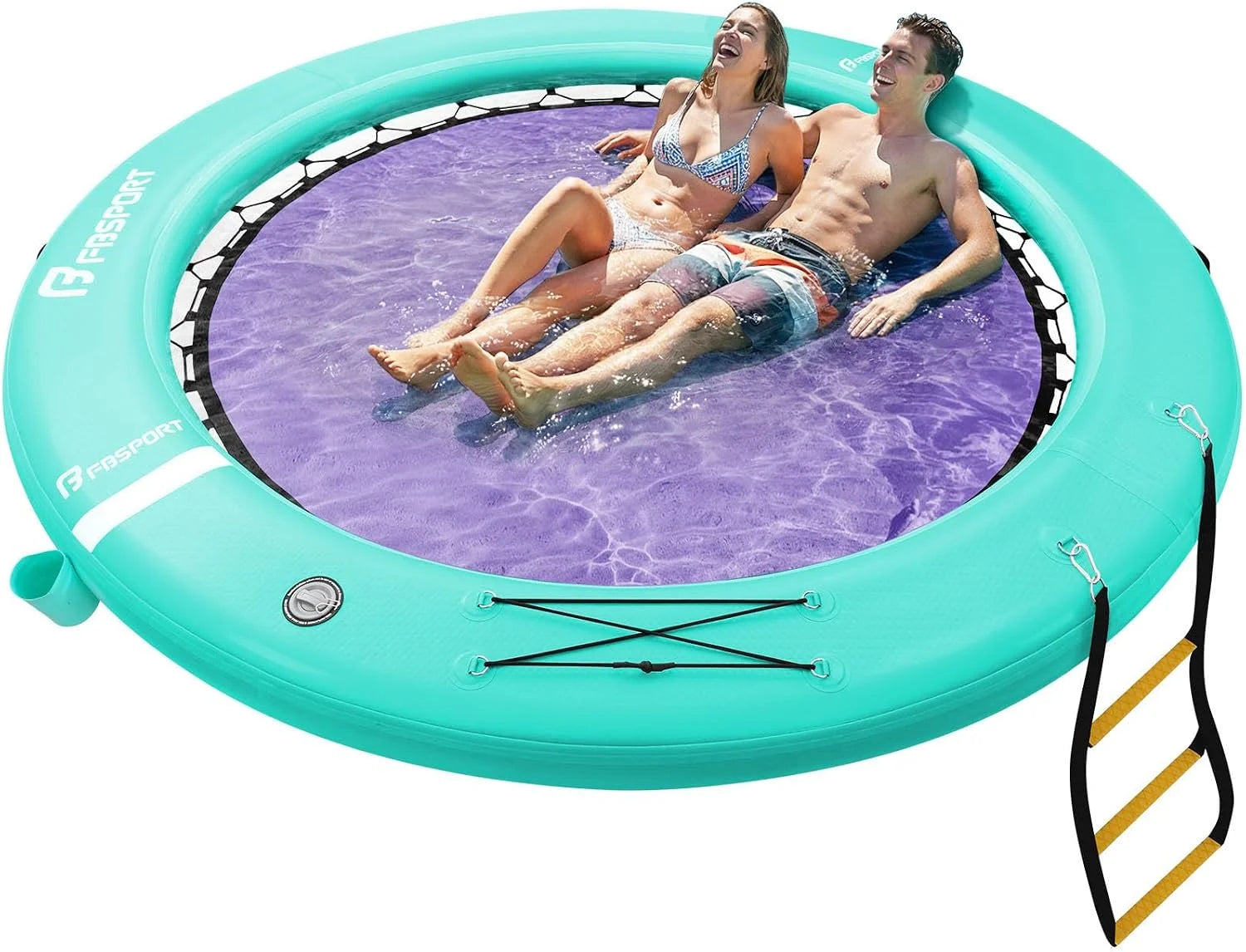 Special Inflatable Water Hammock Round Floating Ring, 10/8/6ft Inflatable Dock Floating Platform for Lake W/Cupholder - Image 3