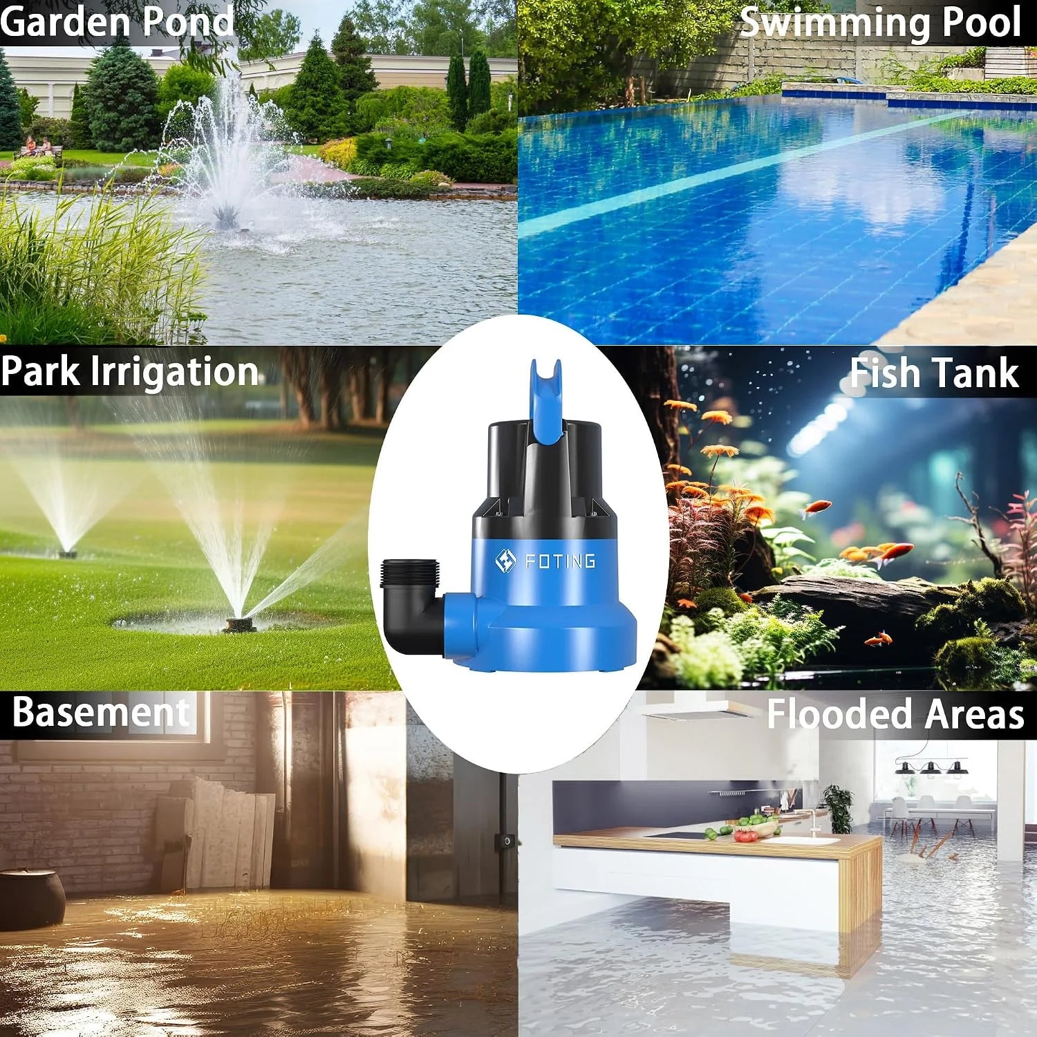 Special 1/2HP Submersible Water Pump with Stainless Steel Base, Removes Water to 0.04 Depth, 2450GPH Portable Sump Pump - Image 7